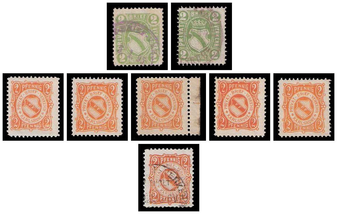 3.1894/1899 Germany Private Mail Karlsruhe Mi C 1/6 collection 01