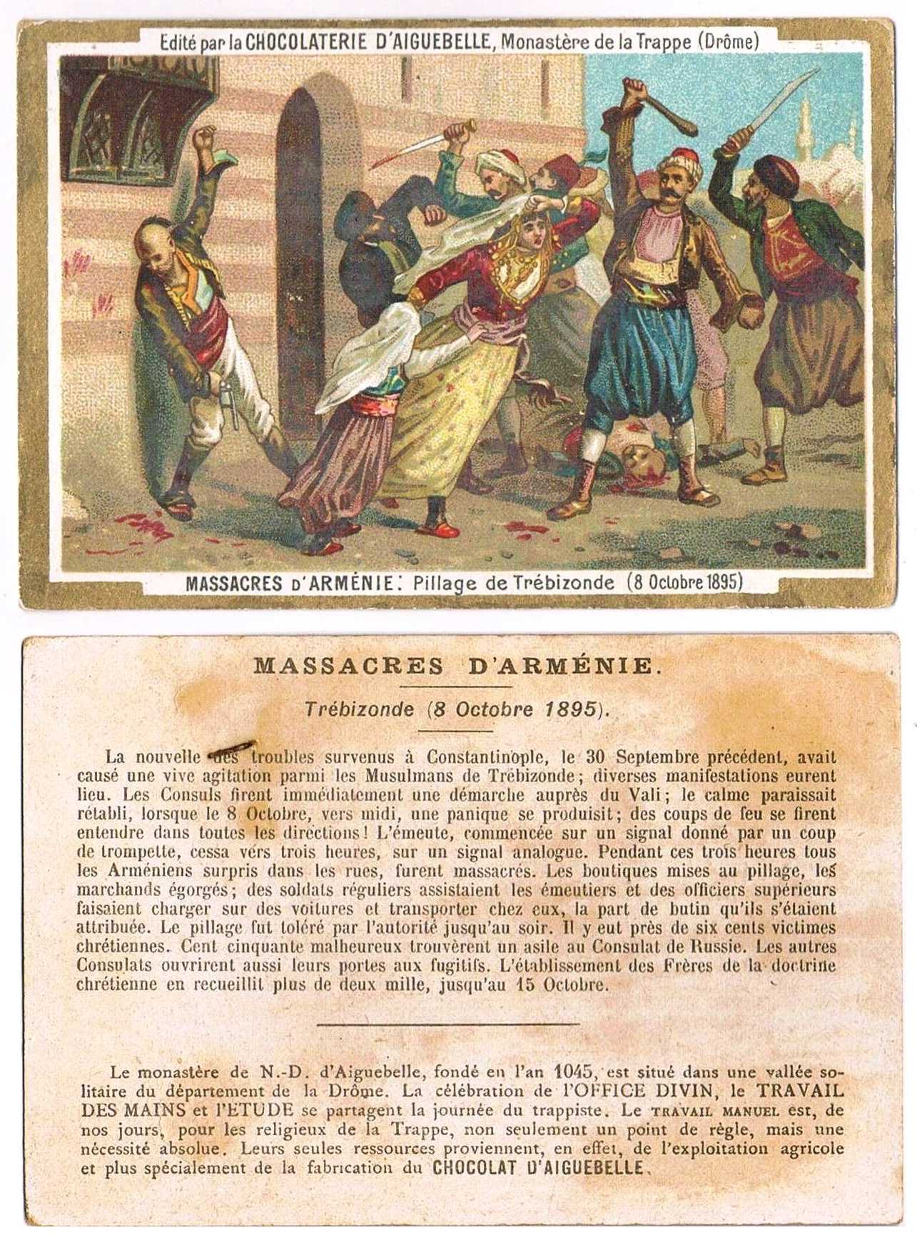 1895 Massacre d'Armenie, Chromo, Chocolaterie d'Aiguebelle 8 10 1895