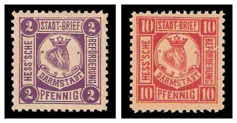 10.1895 Germany Private Mail Darmstadt Mi B 1/2