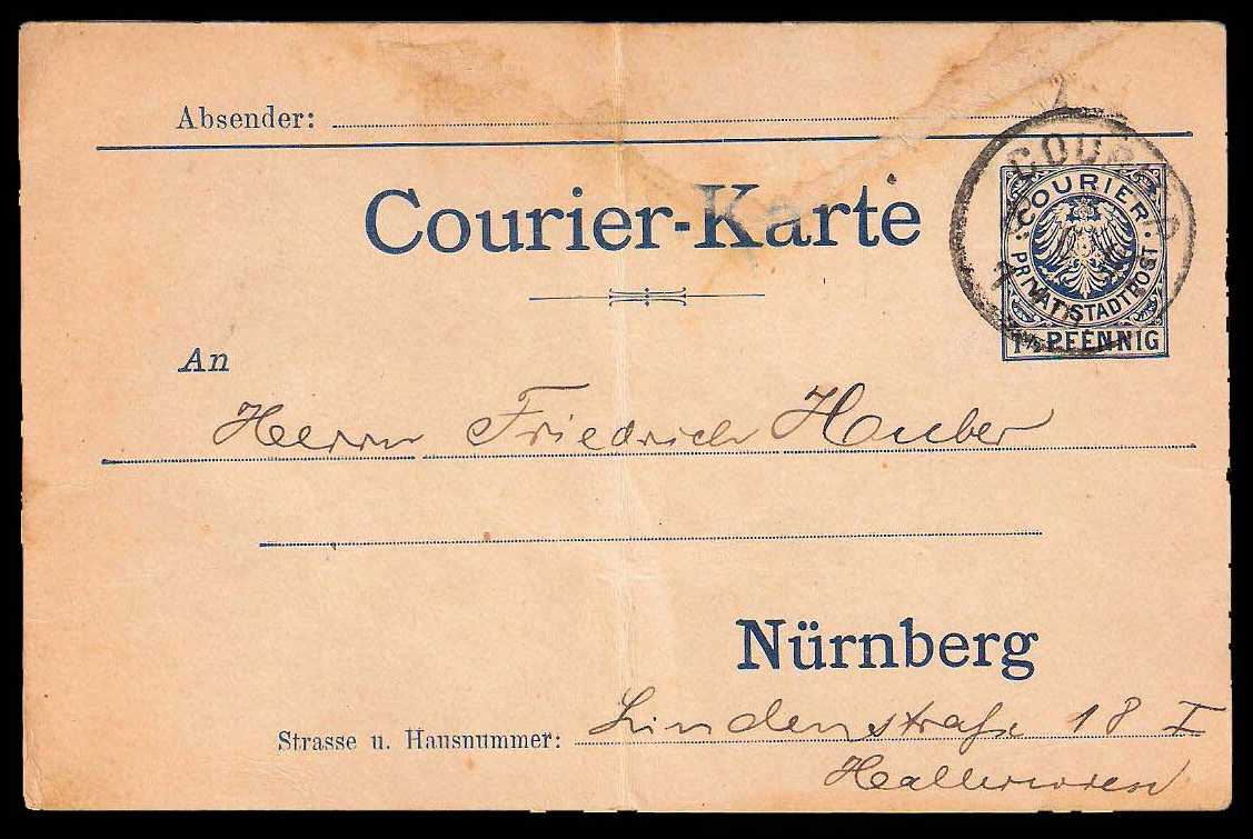 12.1895 Germany Private Mail Nürnberg Mü A P1