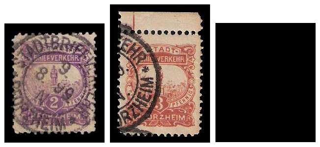 4.1896 Germany Private Mail Pforzheim Mi 1/3