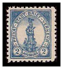 1897 Germany Private Mail Augsburg Mi 6/7