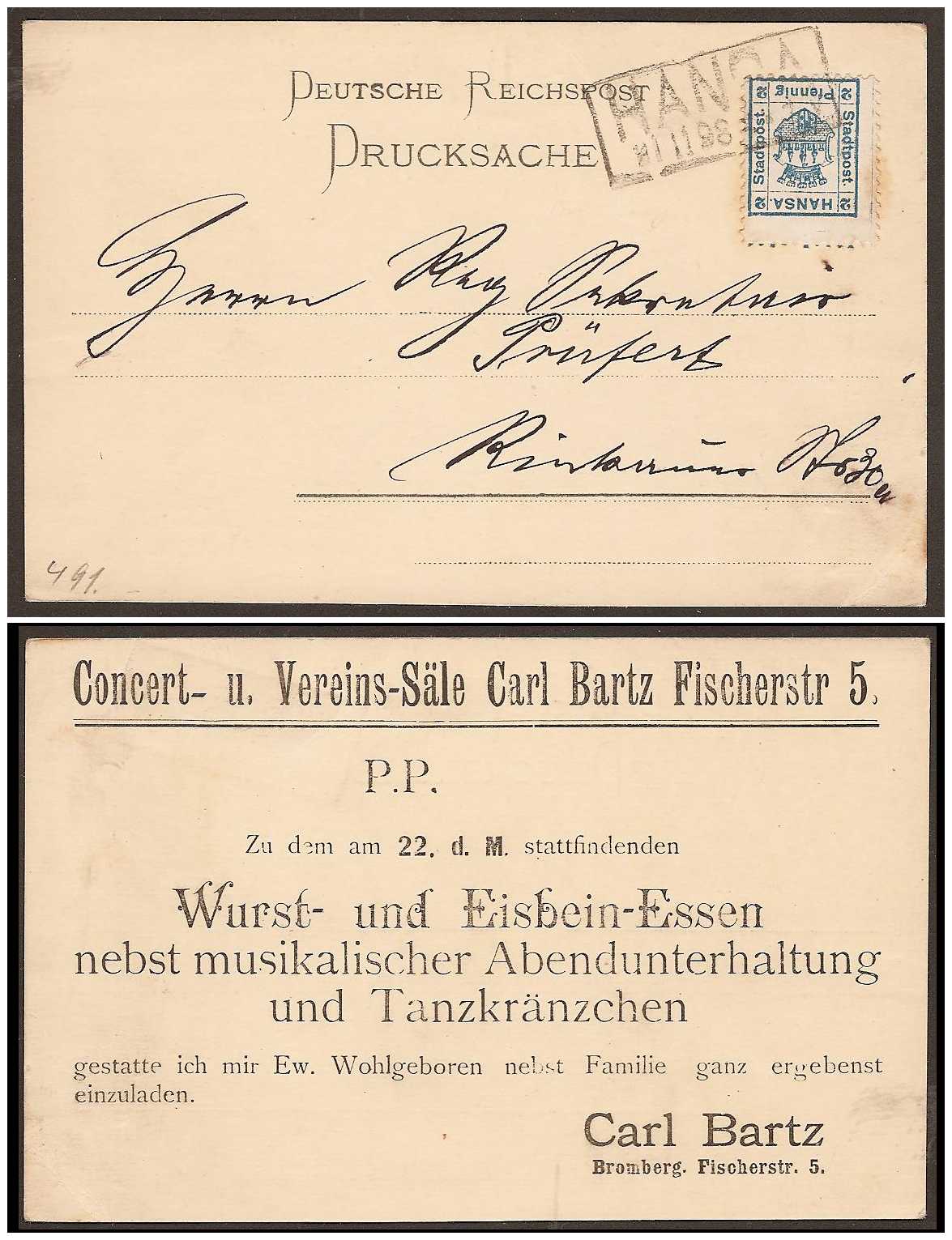 1897 Germany Private Mail Bromberg Mi 6/7 collection 03