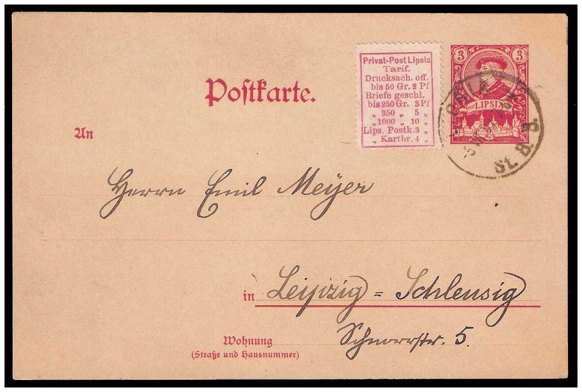 7.1897 Germany Private Mail Leipzig Mü F P7