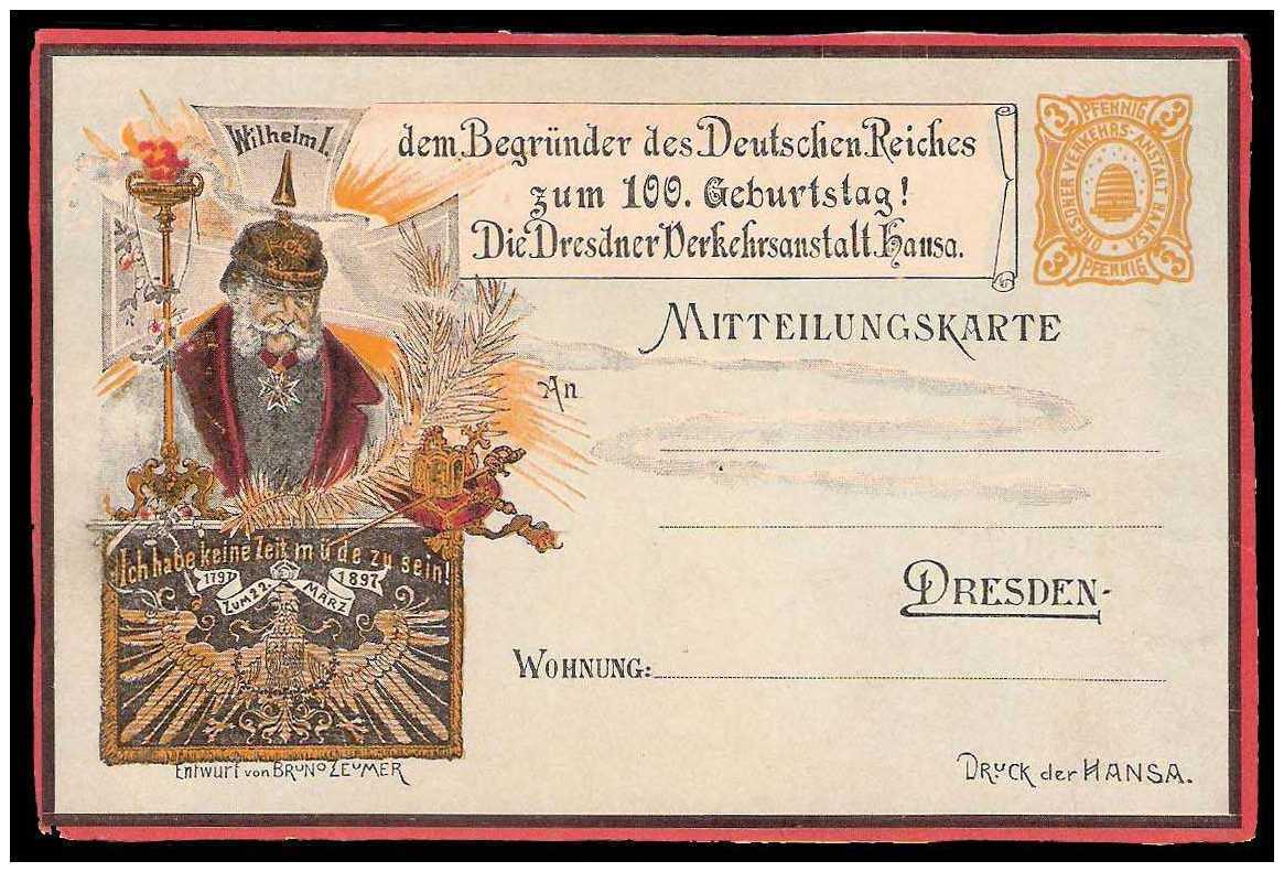 3.1897 Germany Private Mail Dresden Mü C P61
