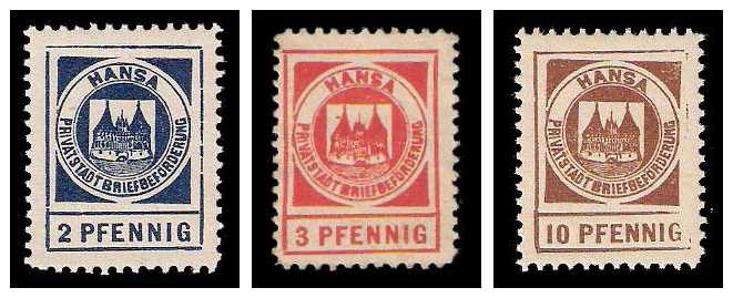 9.1887 Germany Private Mail Lübeck Mi B 5/7