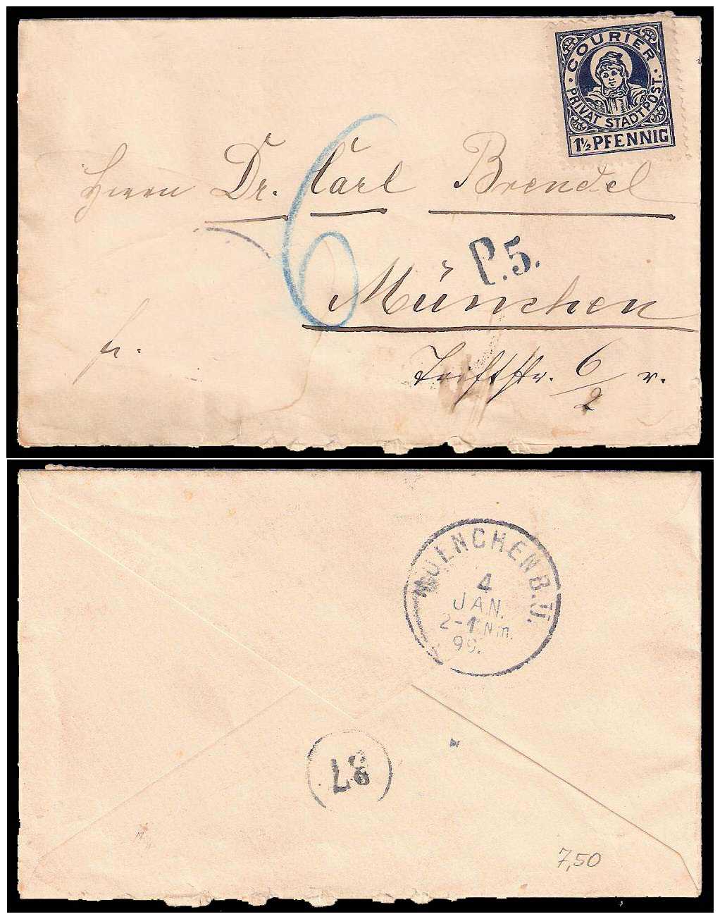 1898 Germany Private Mail München Mi A 5 collection 02
