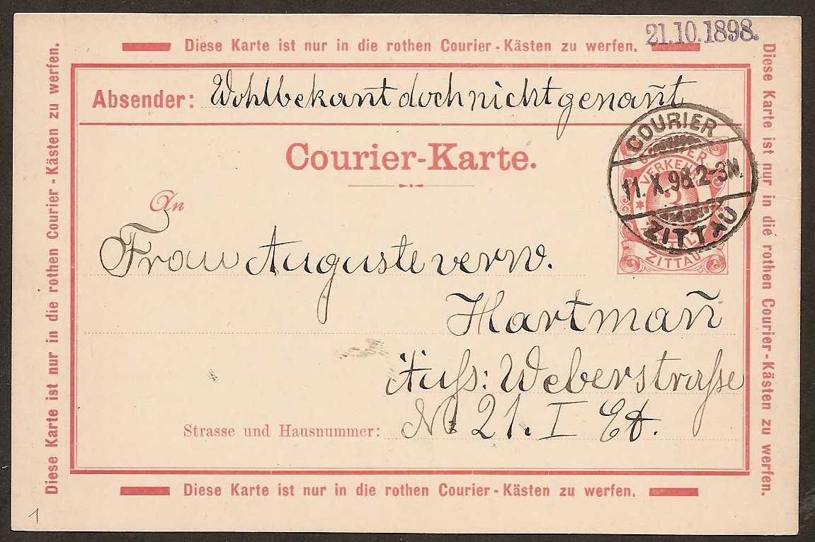 1889 Germany Private Mail Zittau Mi A 7/12 1