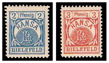 1899 Germany Private Mail Bielefeld Mi 1/2
