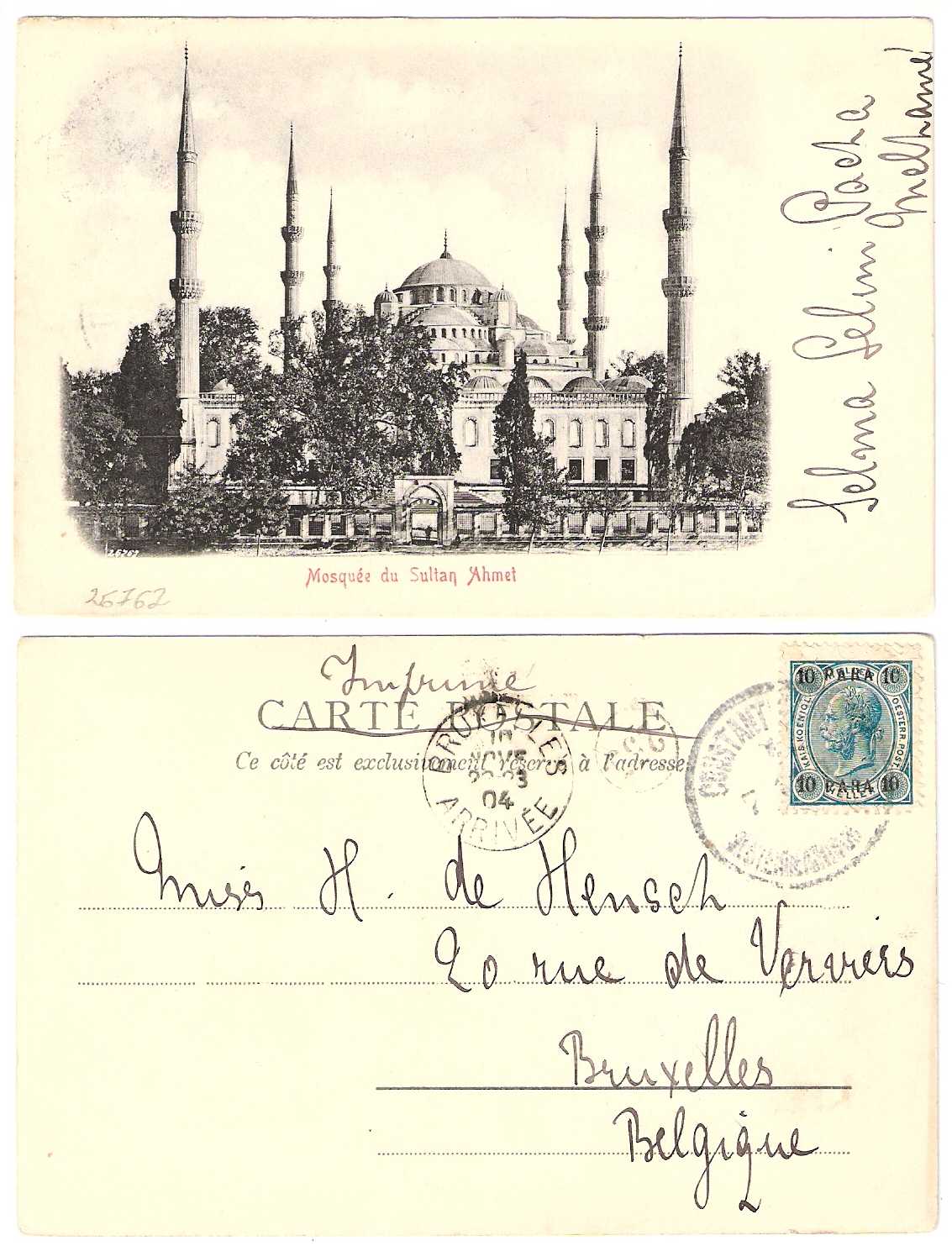 1903 Austrian Post Offices in the Ottoman Empire Mi 43/46 Constantinople 7.11.1904