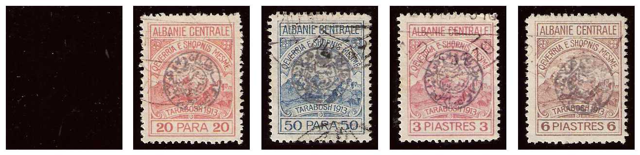 10.2.1915 Albania / Shqipëria Local Issue Central Albania Essad-Mail Mi 17-21