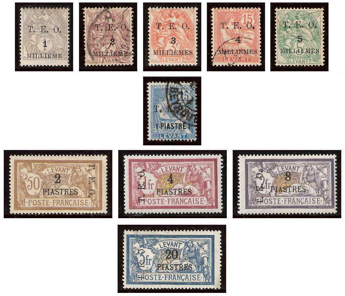 1919 Syria,Occupation Française, T.E.O. Levant Stamps Mi 102/111