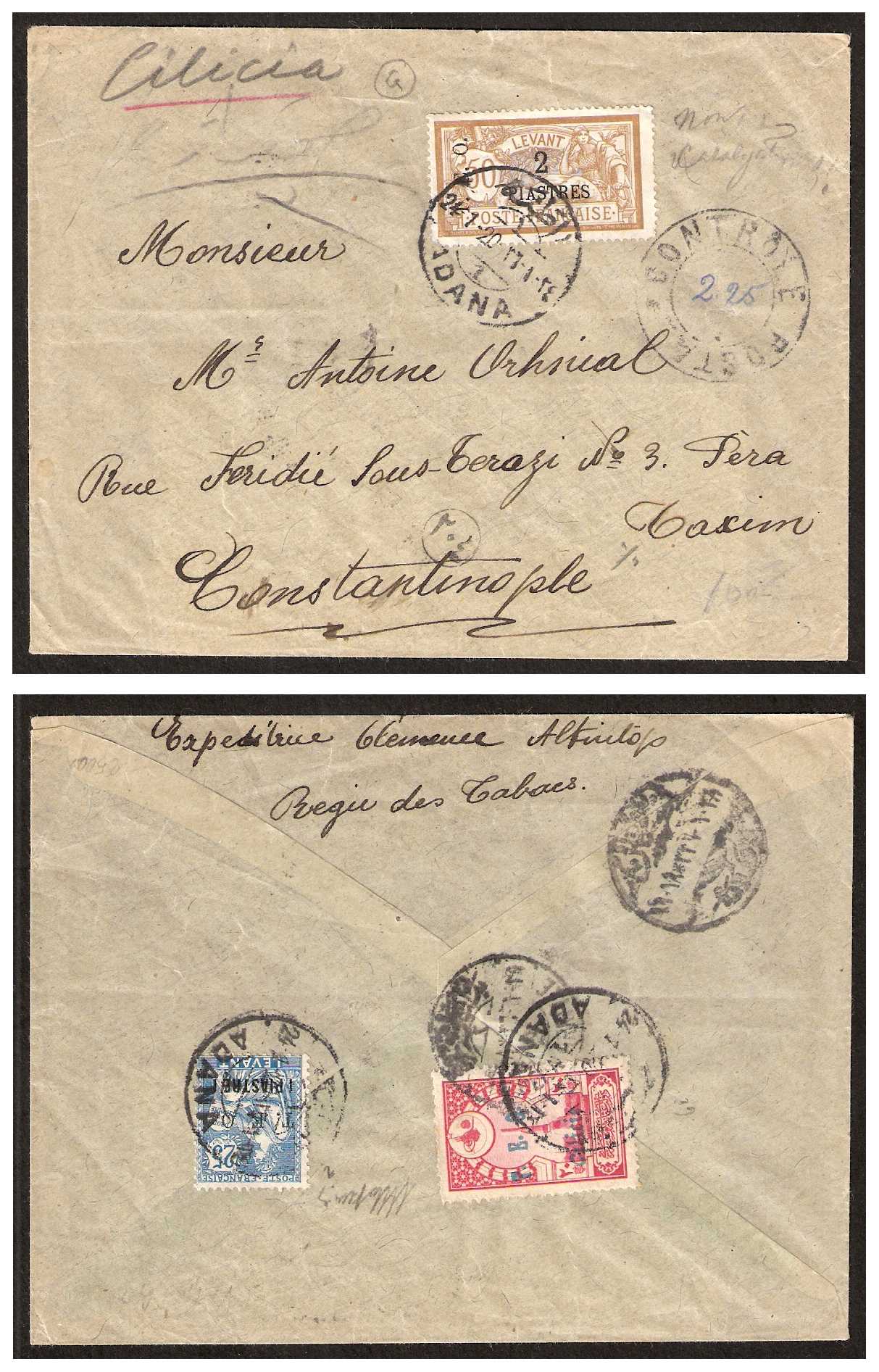24.1.1920 Cilicie, Letter, Occupation Française
