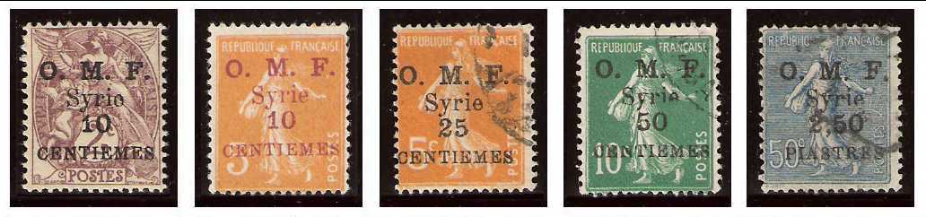 1922 Syria, Occupation Francaise O.M.F. Mi 180/184