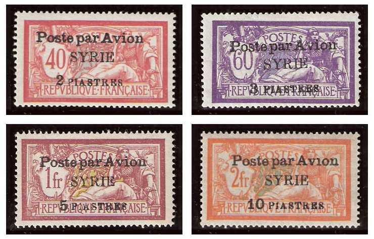 13.1.1924 Syria, État de Syrie, French League of Nations Mandate Mi 220/223