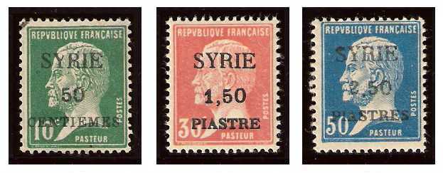 13.1.1924 Syria, État de Syrie, French League of Nations Mandate Mi 224/226