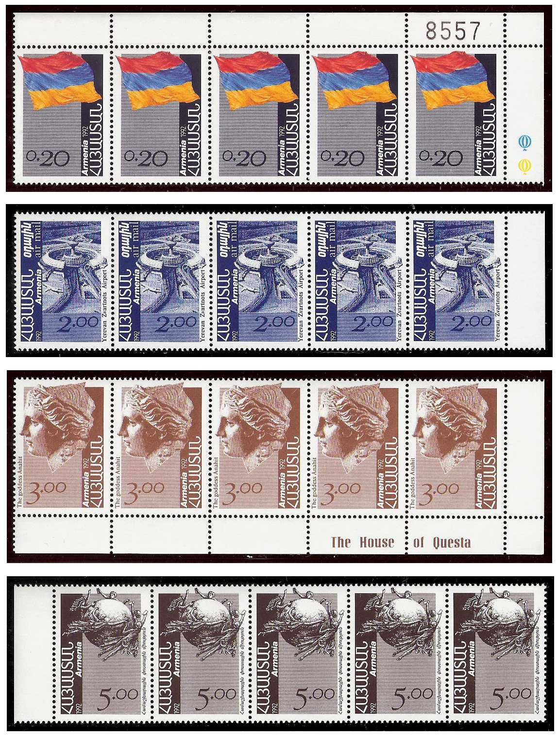 1992 Armenia, Mi 203/206 Independence Postage Stamps