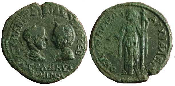 3196 Anchialus Thracia Gordianus III & Tranquillina AE