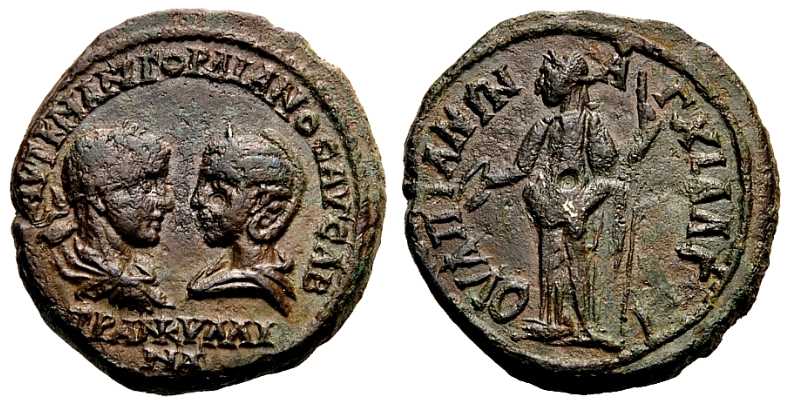 4228 Anchialus Gordianus III & Tranquillina AE