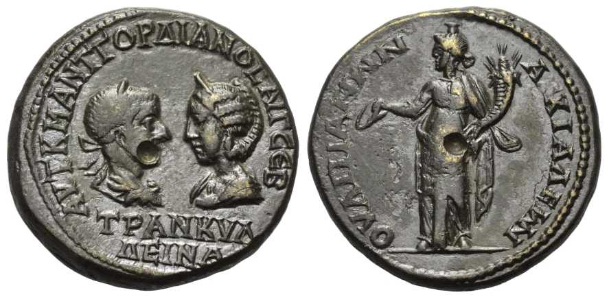 6080 Anchialus Thracia Gordianus III & Tranquillina AE