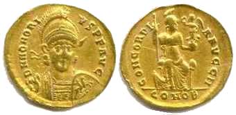 1622 Constantinopolis Thracia Honorius Imperium Romanum Solidus AV