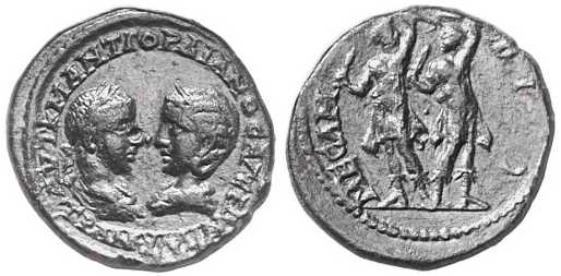 1733 Mesembria Thracia Gordianus III & Tranquillina AE