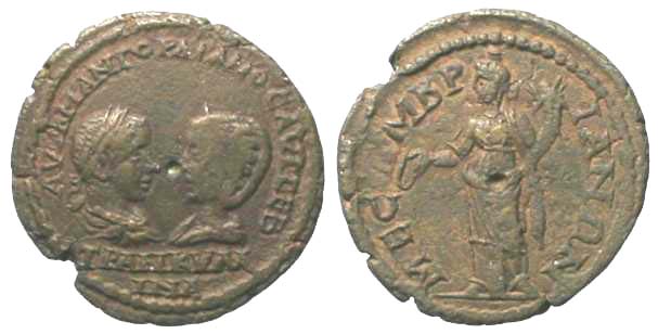 4751 Mesembria Thracia Gordianus III & Tranquillina AE