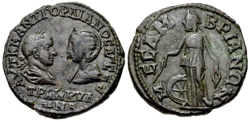 5277 Mesembria Thracia Gordianus III & Tranquillina AE