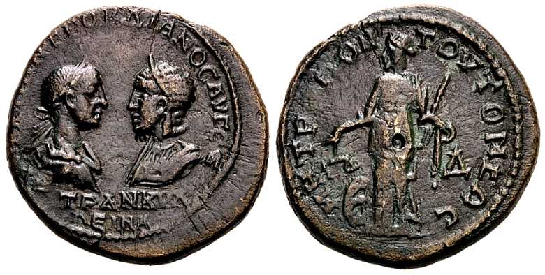 4246 Tomis Moesia Inferior Gordianus III & Tranquillina AE