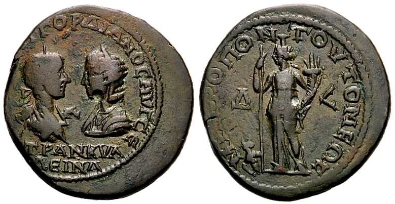 4247 Tomis Moesia Inferior Gordianus III & Tranquillina AE