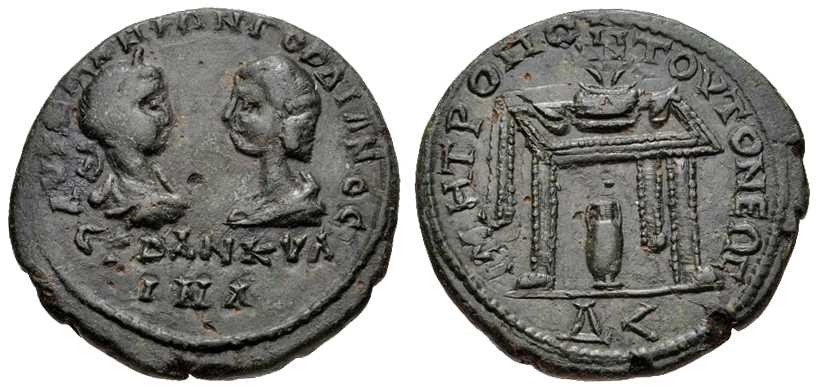 4718 Tomis Moesia Inferior Gordianus III & Tranquillina AE