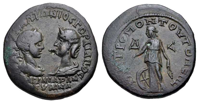 5856 Tomis Moesia Inferior Gordianus III & Tranquillina AE