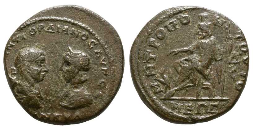 6649 Tomis Moesia Inferior Gordianus III & Tranquillina AE