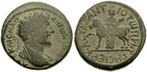 1455 Hippum Decapolis-Arabia Marcus Aurelius AE