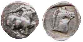 1312 Macedonia Aigai Trihemiobol AR