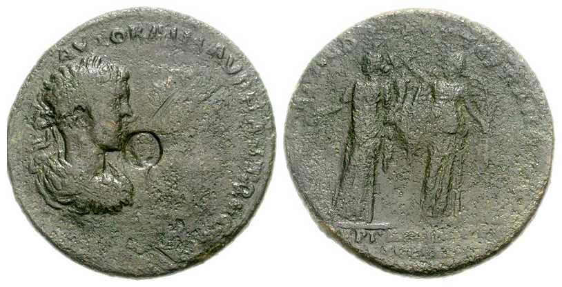 v4560 Pergamum Mysia Caracalla & Geta AE