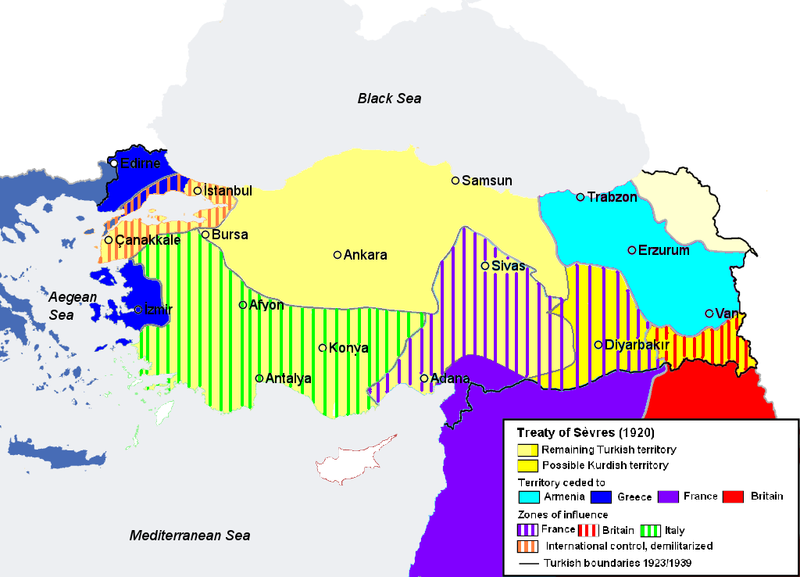 20.8.1920 Treaty of Sèvres, Partition of the Ottoman Empire