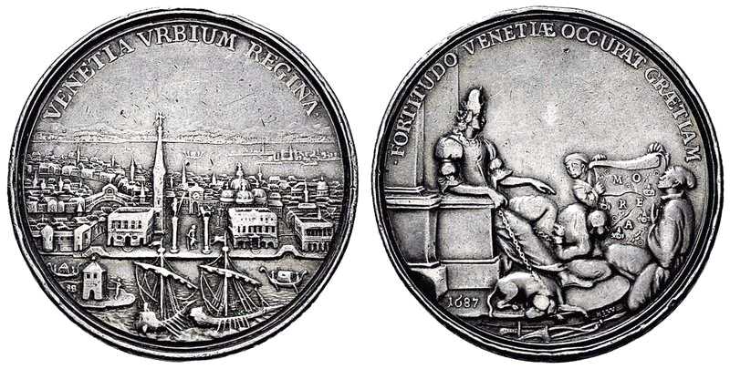 4217 Venezia 1687 Victories over the Ottoman Empire in Morea Medal Silver