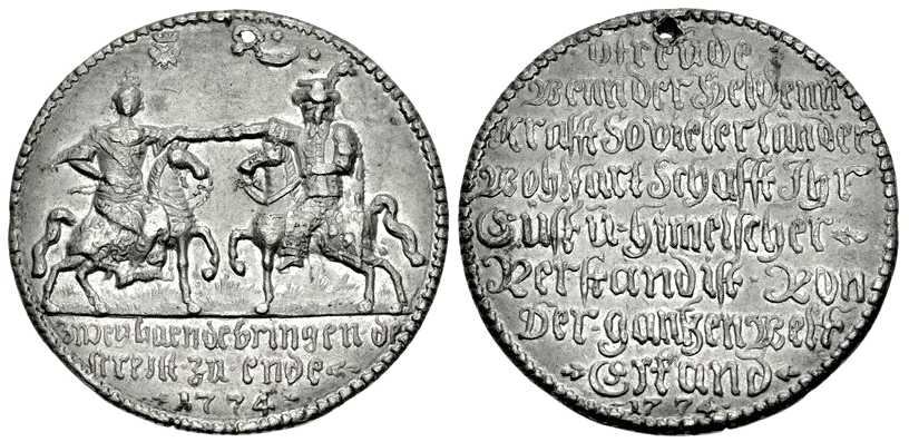 4587 Catherine II / Abd el Hamid I 1774 Treaty of Malka-Kaynardzha / Küçük Kaynarca Medal Tinn