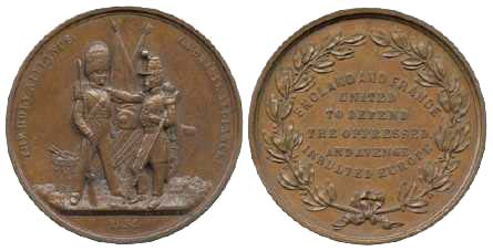 v2839 Crimean War English/French Holy Alliance Medal Bronze