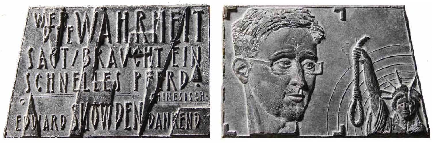 v3150 Deutschland 2013 Edward Snowden Plakete Bronze