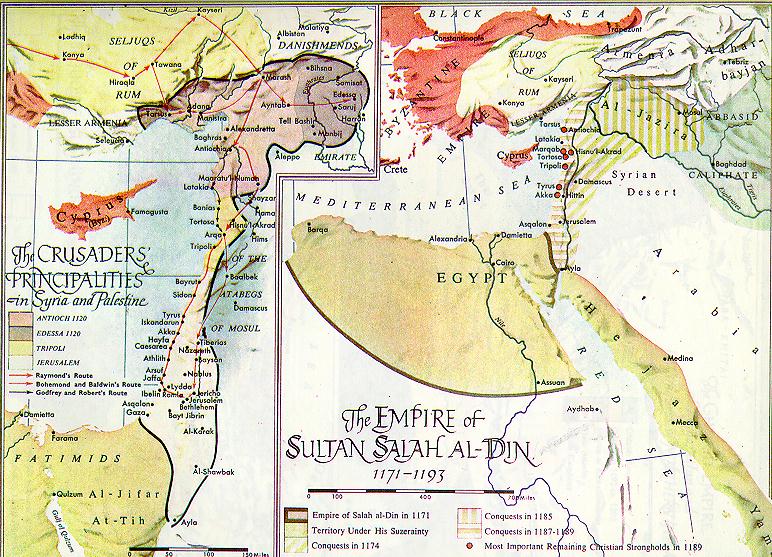 1120-1193 AD Empire of Salah al-Din and Crusader Syria and Palestine